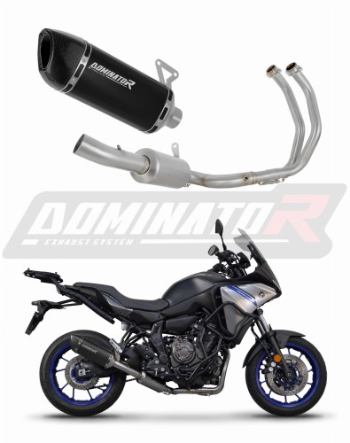 sistema de escape completo con silenciador DOMINATOR Full System HP6 negro compatible con la motocicleta Yamaha Tracer 7 / GT 2020  2024