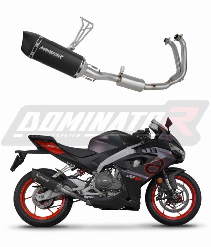 Aprilia RS 457 Exhaust Muffler Manifold Collector Auspuff Sportauspuff Silencer Echappement Silencieux Scarico Marmitta Scarichi Escape Wydech Tłumik Kolektor HP6 BLACK DOMINATOR Full Exhaust System x