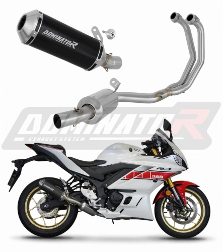 sistema de escape completo con silenciador DOMINATOR Full System OV G2 negro compatible con la motocicleta Yamaha YZFR3 2019  2024 2