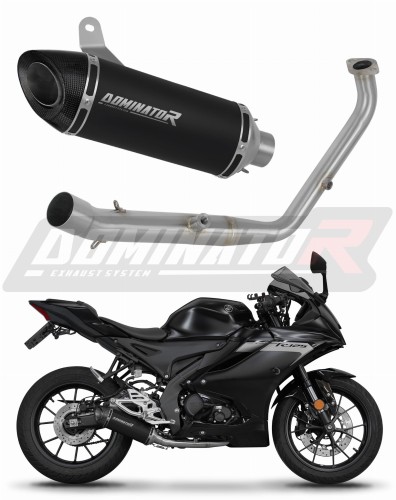 sistema de escape completo con silenciador DOMINATOR Full System HP8 negro compatible con la motocicleta Yamaha YZF R125 2024  2025
