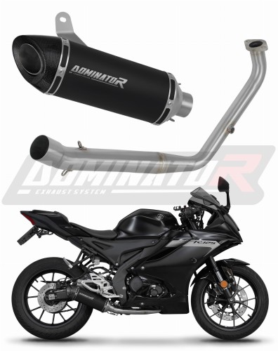sistema de escape completo con silenciador DOMINATOR Full System HP8 negro compatible con la motocicleta Yamaha YZF R125 2021  2024