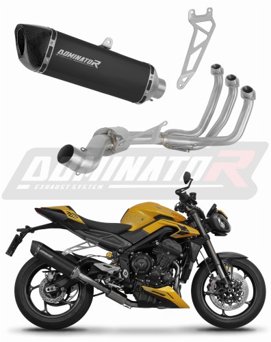 Triumph Street Triple 765 S R RS 2023 2024 Full System Motorcycle Muffler Auspuff Sportauspuff Silencer Echappement Silencieux Scarico Scarichi Escape Wydech Tłumik HP6 Black Noir Negro Nero Dominator Exhaust System x