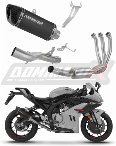 sistema de escape completo con silenciador DOMINATOR Full System HP6 negro compatible con la motocicleta CF MOTO 675 SRR 2024  2026