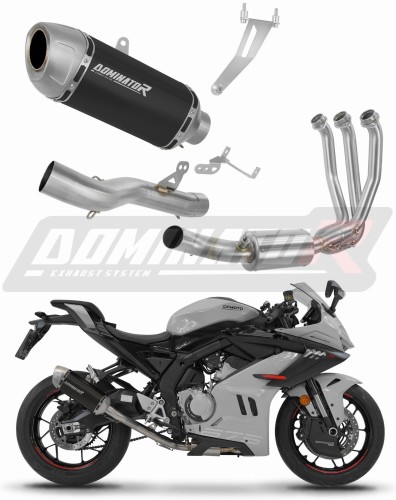 sistema de escape completo con silenciador DOMINATOR Full System S6 negro compatible con la motocicleta CF MOTO 675 SRR 2024  2026