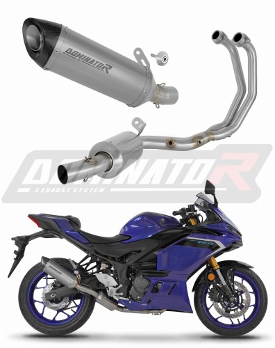 sistema de escape completo con silenciador DOMINATOR Full System titanio HP8 compatible con la motocicleta Yamaha YZFR3 2025  2026