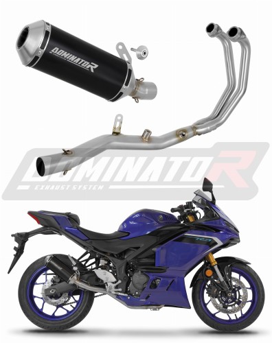 sistema de escape completo con silenciador DOMINATOR Full System OV G2 negro compatible con la motocicleta Yamaha YZFR3 2025  2026