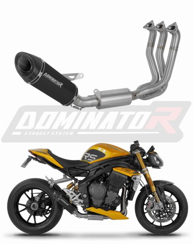 sistema de escape completo con silenciador DOMINATOR Full System HP8 negro compatible con la motocicleta Triumph Speed Triple 1200 RS / RR 2021  2024