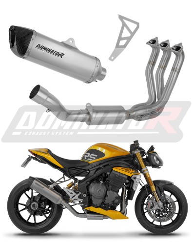 sistema de escape completo con silenciador DOMINATOR Full System titanio HP6 compatible con la motocicleta Triumph Speed Triple 1200 RS / RR 2021  2024