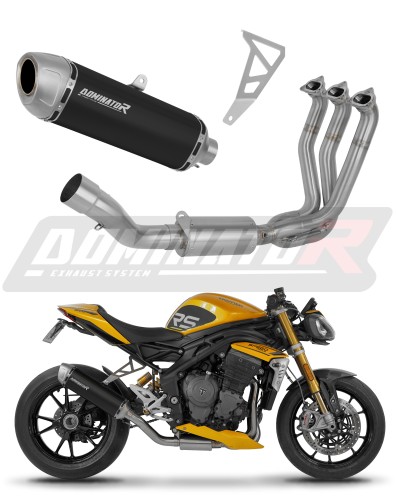 sistema de escape completo con silenciador DOMINATOR Full System S6 negro compatible con la motocicleta Triumph Speed Triple 1200 RS / RR 2021  2024